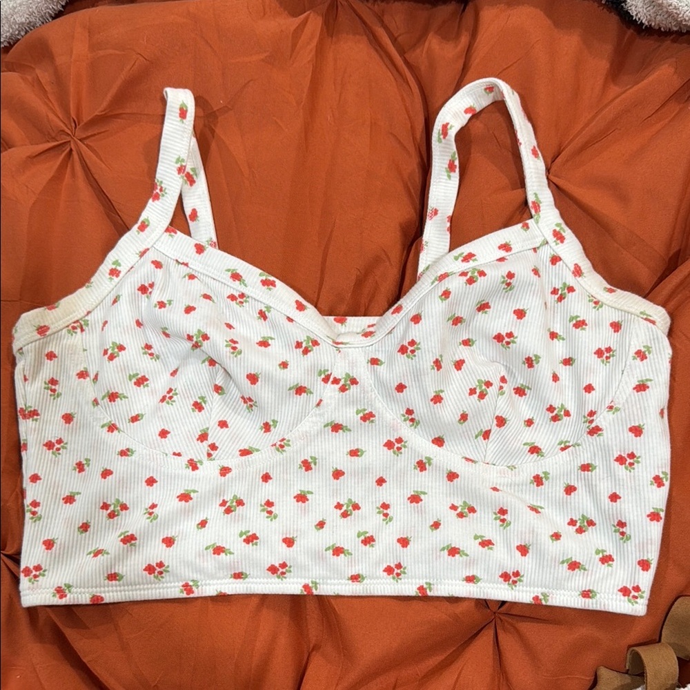 Floral White Crop Top